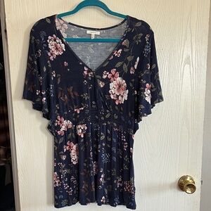 Maurices Navy Floral Blouse
